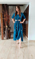 Teal Blue Dress With Belt